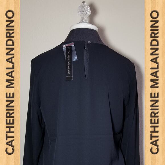 CATHERINE MALANDRINO NWT Blouse Tops Long Sleeve Studs Size Small Color Black - Picture 2 of 6